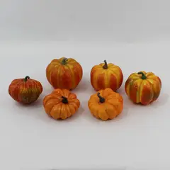 Lot of 6 Small Decorative Orange Faux Pumpkins DIY Craft