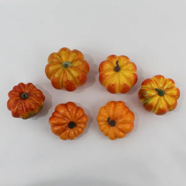 Lot of 6 Small Decorative Orange Faux Pumpkins DIY Craft