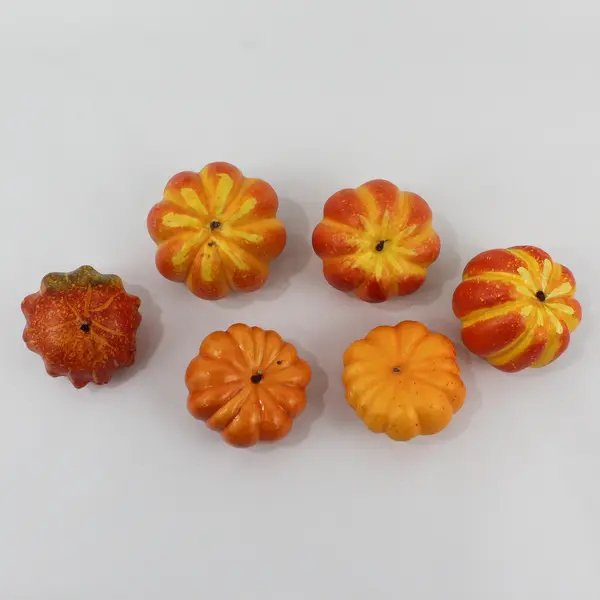 Lot of 6 Small Decorative Orange Faux Pumpkins DIY Craft