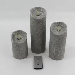 Luminara LU5401 Set of 3 Flameless Silver Glitter Candles Remote