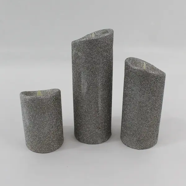 Luminara LU5401 Set of 3 Flameless Silver Glitter Candles Remote