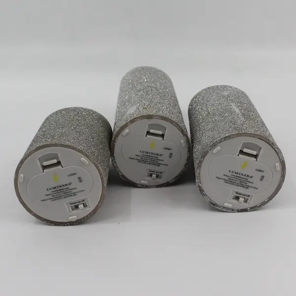 Luminara LU5401 Set of 3 Flameless Silver Glitter Candles Remote