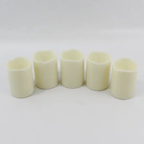 Lot of 5 Battery Operated Cream Color Round Flameless Candles 