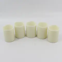 Lot of 5 Battery Operated Cream Color Round Flameless Candles 
