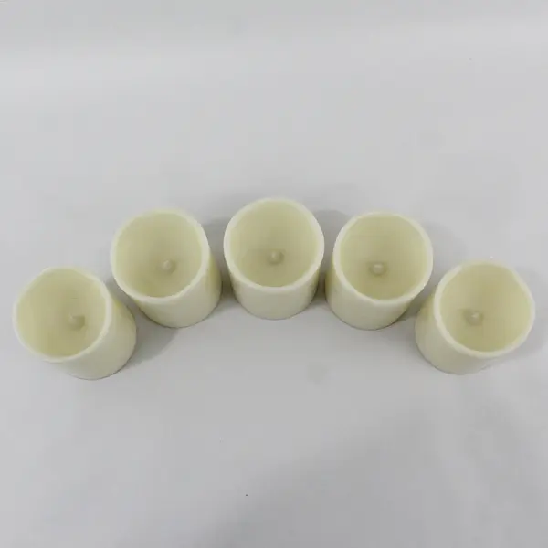 Lot of 5 Battery Operated Cream Color Round Flameless Candles 