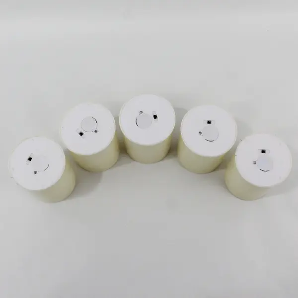 Lot of 5 Battery Operated Cream Color Round Flameless Candles 
