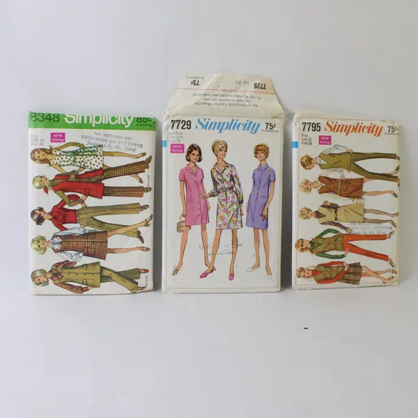 Lot of 3 Vintage Simplicity Sewing Patterns 8348 7729 7795 Half-Size 16.5