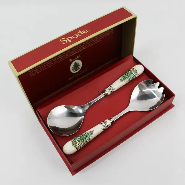 Spode Christmas Tree Salad Serving Servers W/ Box
