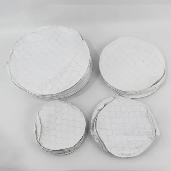 Lot of 4 White Zippered Quilted Vinyl Plate Dish Storage Bags Assorted Sizes