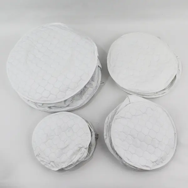 Lot of 4 White Zippered Quilted Vinyl Plate Dish Storage Bags Assorted Sizes