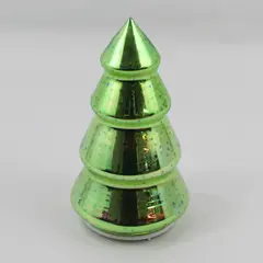 Green Metallic Mercury Glass Christmas Tree Sculpture Lights Up
