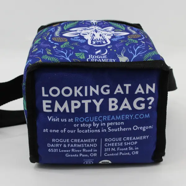 Rogue Creamery Flora The Cow Blue Vinyl Insulated Lunch Bag