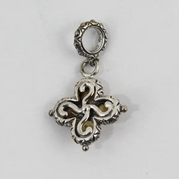 Barbara Bixby Sterling Silver 18K Gold Flower Pendant Citrine White Topaz