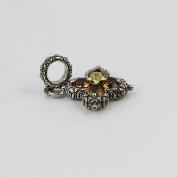 Barbara Bixby Sterling Silver 18K Gold Flower Pendant Citrine White Topaz