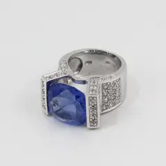 Waylan Sterling Silver Sapphire And Zirconia Engagement Ring Size 5.75
