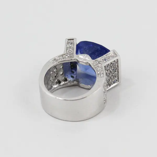 Waylan Sterling Silver Sapphire And Zirconia Engagement Ring Size 5.75