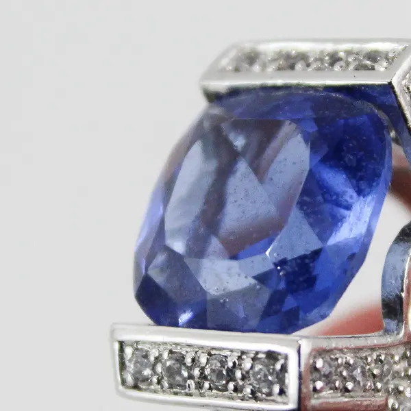 Waylan Sterling Silver Sapphire And Zirconia Engagement Ring Size 5.75