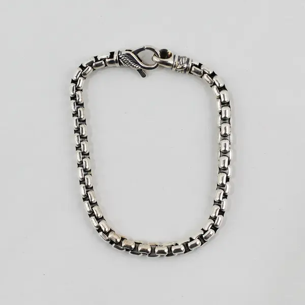 JAI Sterling Silver 5mm Round Box Chain Bracelet 8" 25 Grams