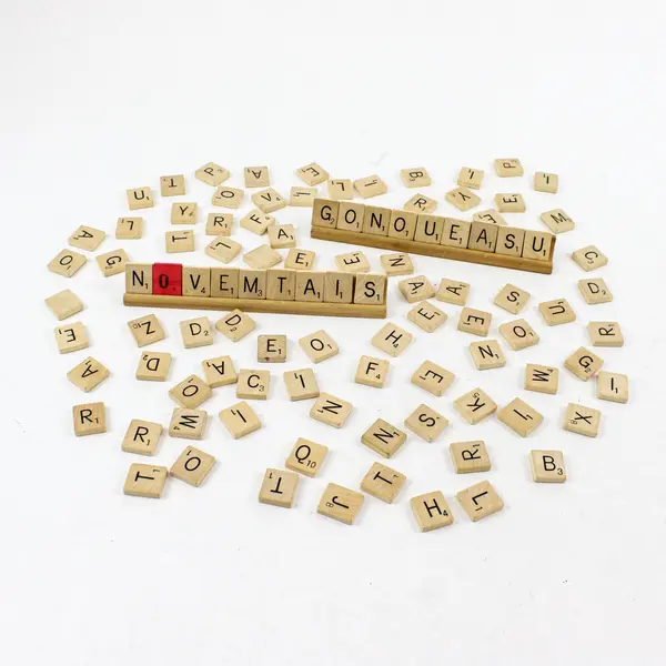 Milton Bradley Scrabble Assorted Tiles Pieces Lot w/ Racks Used