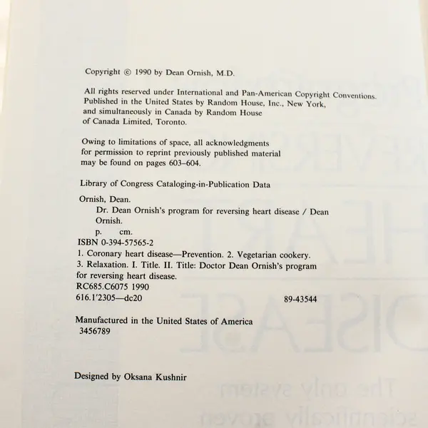 Dr. Dean Ornish's Program for Reversing Heart Disease - Hardcover - Good