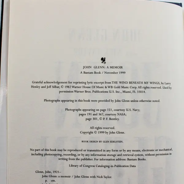 John Glenn A Memoir Hardcover by John Glenn & Nick Taylor