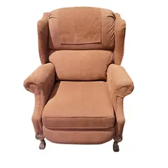 Vintage Wingback Chair Carved Claw Feet Brown Upholstery Fireside - Local Pickup