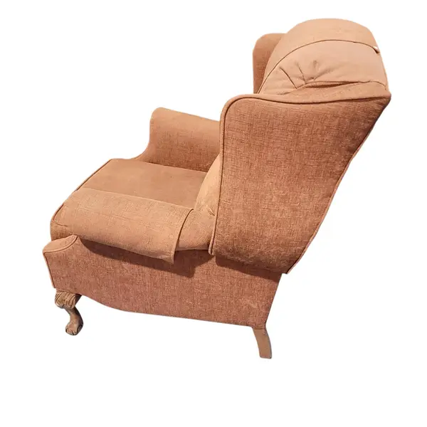 Vintage Wingback Chair Carved Claw Feet Brown Upholstery Fireside - Local Pickup