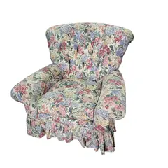 Vintage Floral Upholstered Skirted Club Lounge Accent Armchair Local Pickup