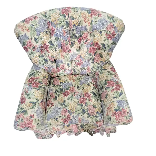 Vintage Floral Upholstered Skirted Club Lounge Accent Armchair Local Pickup