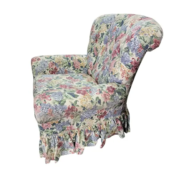 Vintage Floral Upholstered Skirted Club Lounge Accent Armchair Local Pickup