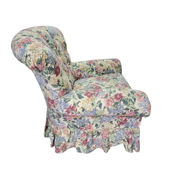 Vintage Floral Upholstered Skirted Club Lounge Accent Armchair Local Pickup