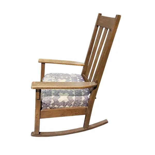 Antique Mission Style Oak Rocking Chair Tall Slat Back Seat - Local Pickup Only