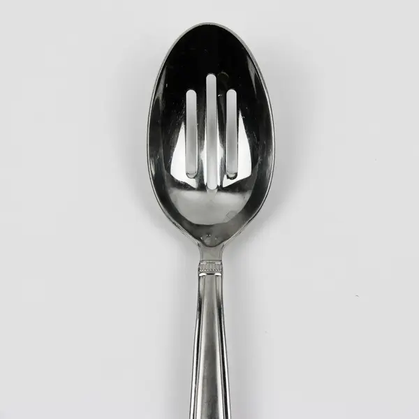 A Reed & Barton 18/8 Stainless Durham-Matte Pierced Serving Spoon 8.75 Inches