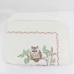 Woodland Animal Design Cross Stitch Embroidered Crib Bedspread 37" x 59" FLAWED