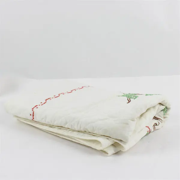 Woodland Animal Design Cross Stitch Embroidered Crib Bedspread 37" x 59" FLAWED