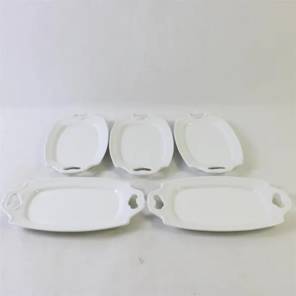Set of 5 Vintage Freddie G White Ceramic Serving Platter Trays