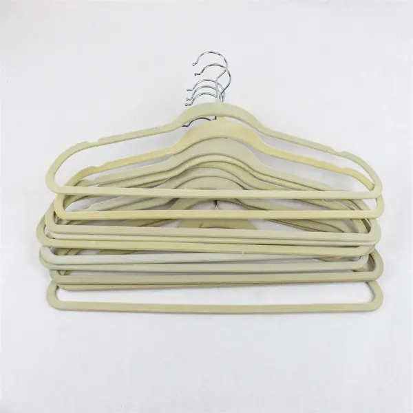 Mixed Lot of 10 Velvet Clothes Hangers for Shirts and Pants Varied Beige Tones 