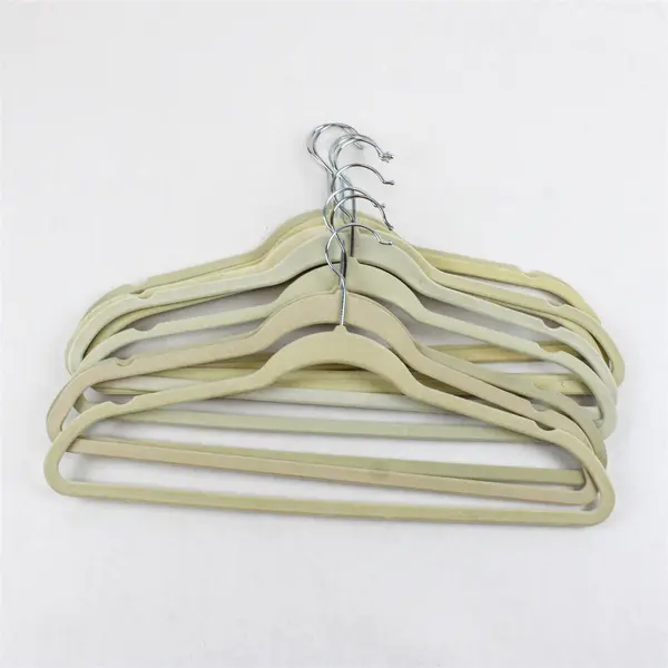 Mixed Lot of 10 Velvet Clothes Hangers for Shirts and Pants Varied Beige Tones 
