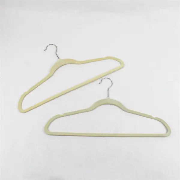 Mixed Lot of 10 Velvet Clothes Hangers for Shirts and Pants Varied Beige Tones 
