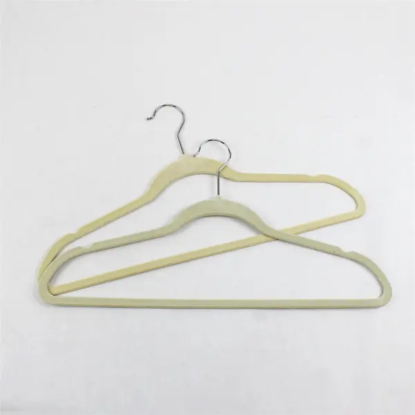Mixed Lot of 10 Velvet Clothes Hangers for Shirts and Pants Varied Beige Tones 