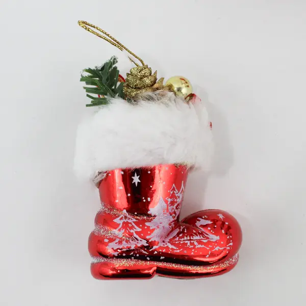 Lot of 4 Red Santa Boot Ornaments Good Condition