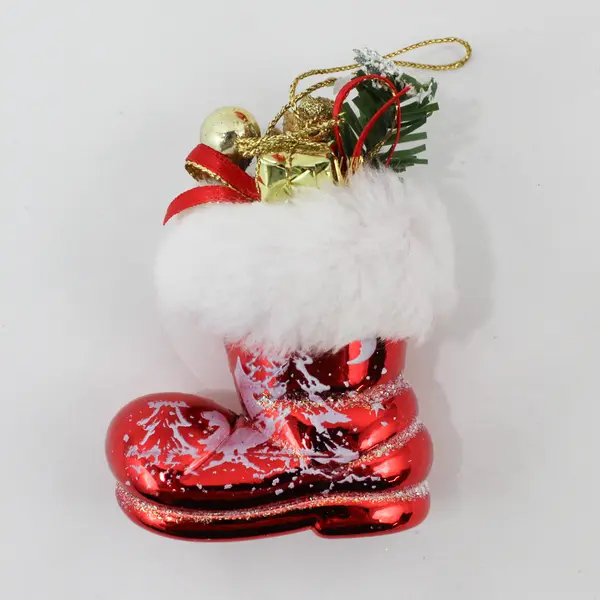 Lot of 4 Red Santa Boot Ornaments Good Condition
