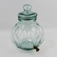 Vintage Large SVE Aqua Green Glass Potbelly Pumpkin Drink Dispenser Italy
