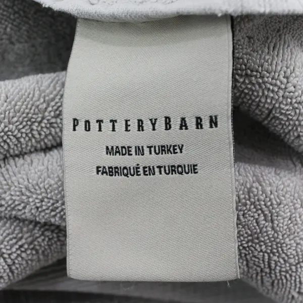 Lot of 2 Pottery Barn Gray Cotton Bath Towel & Amazon Basics White Bath Mat