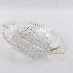 60's Vintage Anchor Hocking Stars and Bars Pattern Divided Glass Relish Dish