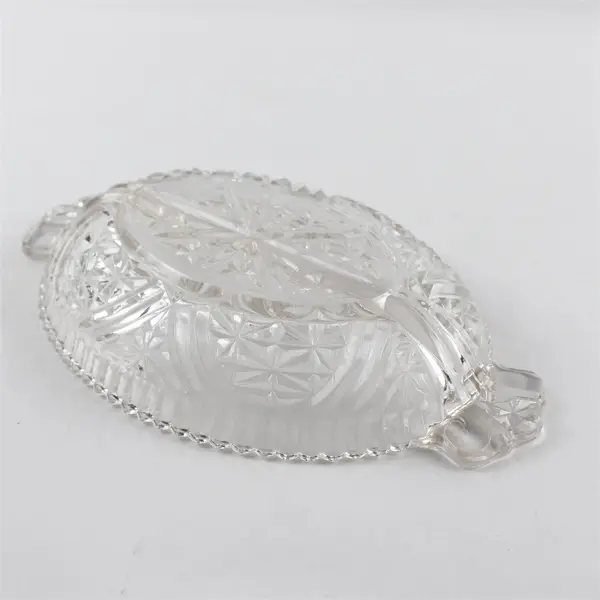60's Vintage Anchor Hocking Stars and Bars Pattern Divided Glass Relish Dish