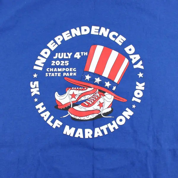 District Champoeg State Park Indep Day Half Marathon Blue Adult L T-Shirt