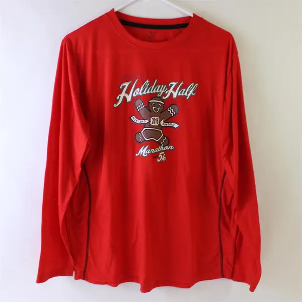 Greenlayer Red Long-Sleeved Holiday Half Marathon Graphic T-Shirt Adult M