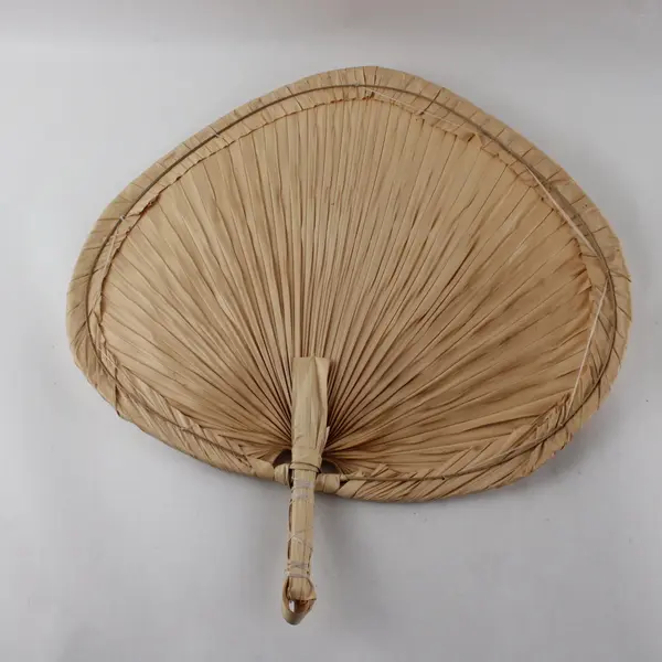 Lot of Five Hand Woven Palm Leaf Fans. Unbranded. Damaged: Tears, Holes, Bends.