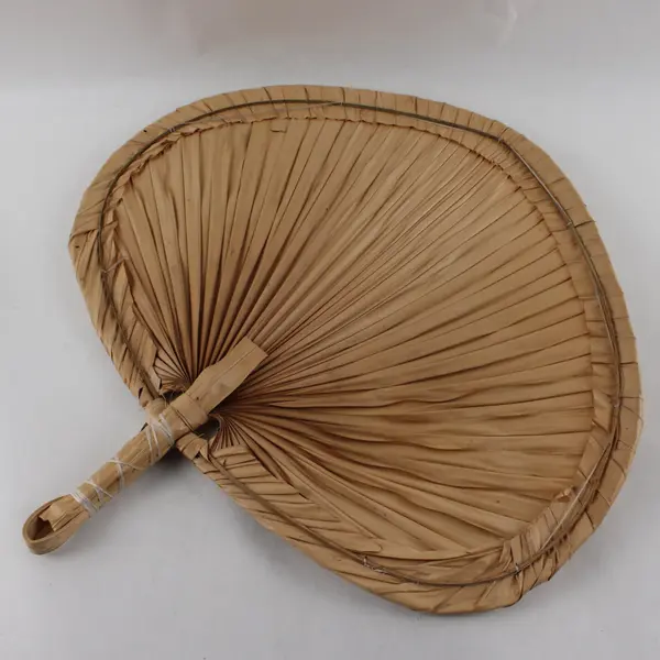Lot of Five Hand Woven Palm Leaf Fans. Unbranded. Damaged: Tears, Holes, Bends.